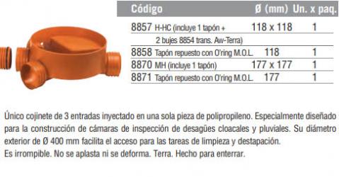 Cojinete para cámara de inspección Ø400 (3 entradas)